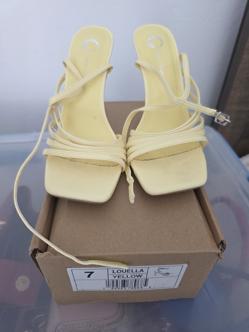 Journee Collection Yellow Strappy Square-Toe Heels